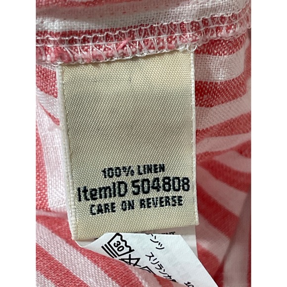 L.L.Bean Striped Linen Tunic Top XL Red White Coastal Beachy - Picture 8 of 9
